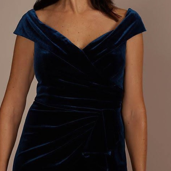 Oleg Cassini - Velvet Blue Formal Dress - 18 W - NWOT - David’s Bridal - Picture 3 of 4